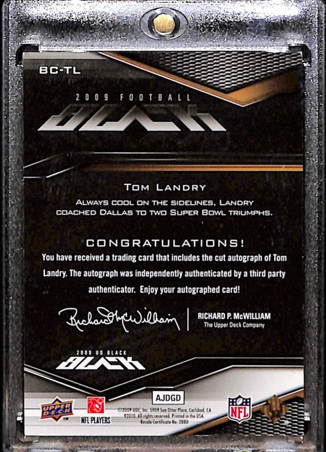 2009 UD Black Tom Landry Cut Auto /26 Cowboys HOF