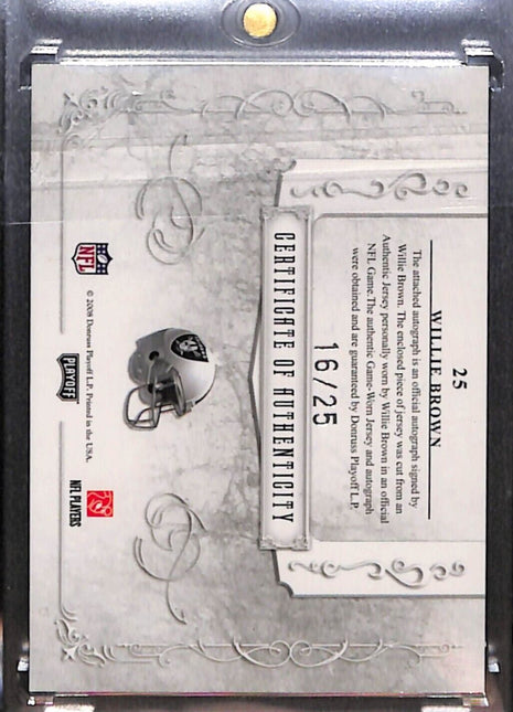 2008 National Treasures Willie Brown Champions Patch Auto /25 HOF