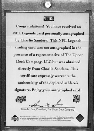 1997 Upper Deck NFL Legends - Autographs #AL-164 Charlie Sanders Auto