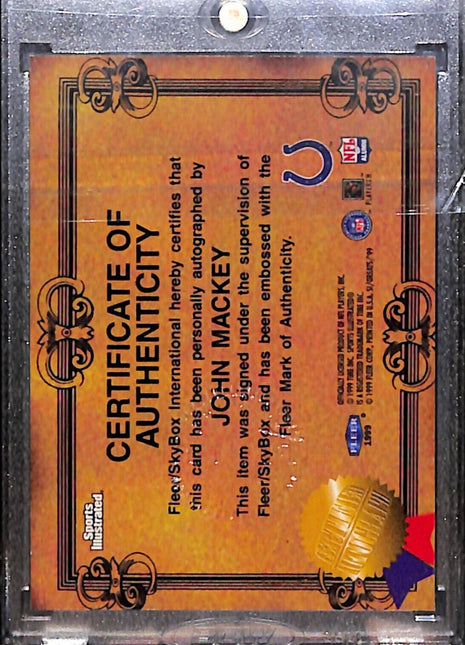 1999 Fleer Greats of the Game John Mackey Auto Colts HOF