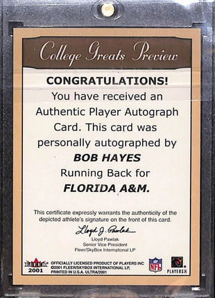 2001 Fleer Ultra Bob Hayes College Greats Auto Cowboys HOF