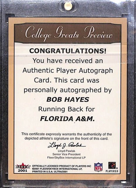 2001 Fleer Ultra Bob Hayes College Greats Auto Cowboys HOF