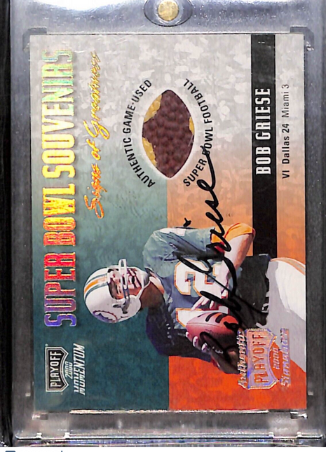2000 Playoff Super Bowl Souvenirs Bob Griese Game Used Ball Auto /25