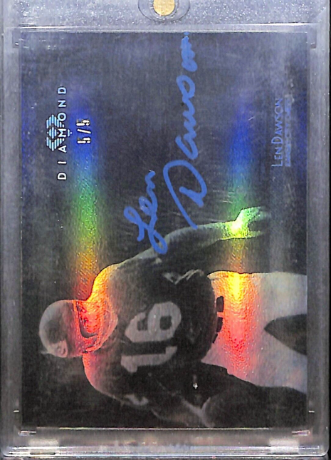 2015 Topps Diamond Len Dawson Blue Ink Auto /5 Chiefs HOF