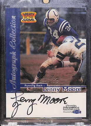 1999 Fleer Greats of the Game Lenny Moore Auto Colts HOF
