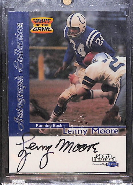 1999 Fleer Greats of the Game Lenny Moore Auto Colts HOF