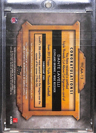 2012 Topps Triple Threads Dante Lavelli Cut Above Relic Auto 1/1 Browns HOF
