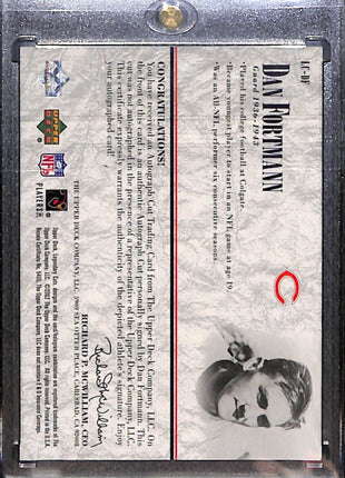 2002 Sp Legendary Cuts Dan Fortmann Cut Auto Bears HOF