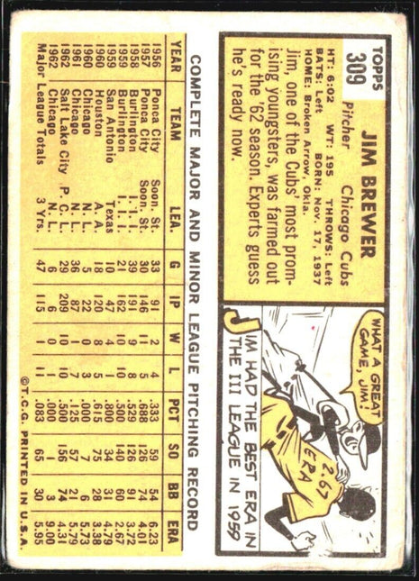 1963 Topps - #309 Jim Brewer