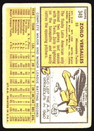 1963 Topps - #349 Zoilo Versalles