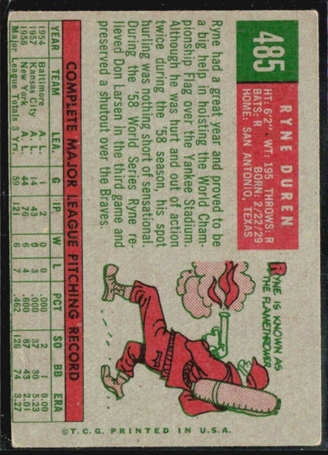 1959 Topps - #485 Ryne Duren