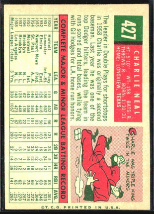 1959 Topps - #427 Charlie Neal