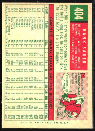 1959 Topps - #404 Hank Sauer