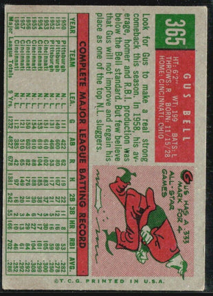 1959 Topps - #365 Gus Bell