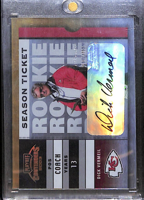 2003 Contenders Season Ticket Dick Vermeil Auto /574 Chiefs HOF