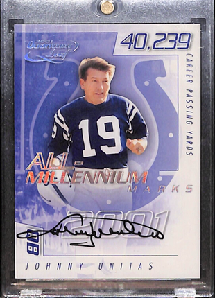 2001 Quantum Leaf All-Millennium Marks #A MAR - 27 Johnny Unitas /100 Auto