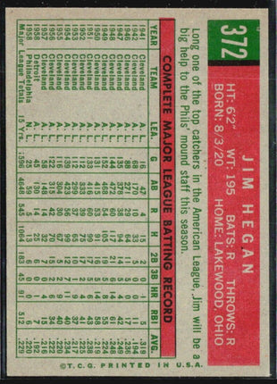 1959 Topps - #372 Jim Hegan