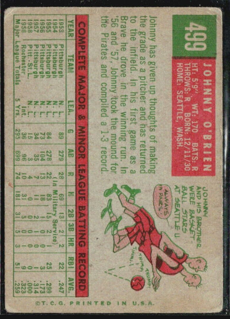 1959 Topps - #499 Johnny O'Brien