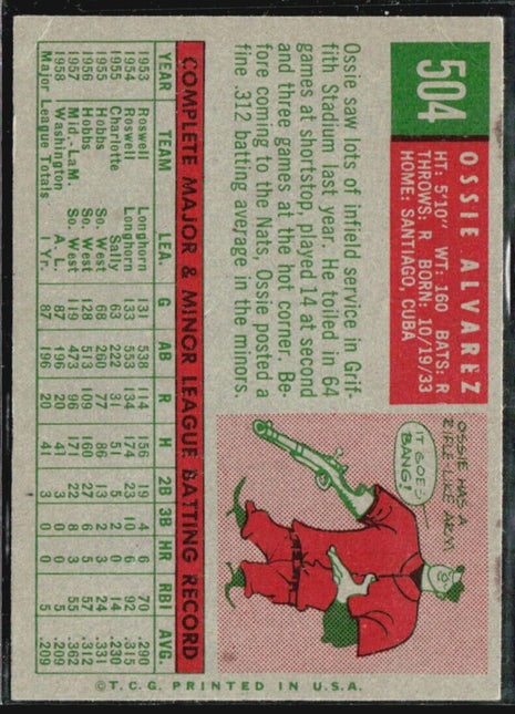 1959 Topps - #504 Ossie Alvarez (RC)