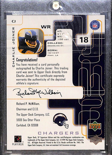 1999 SP Signature Edition - Signatures #CJ Charlie Joiner Auto