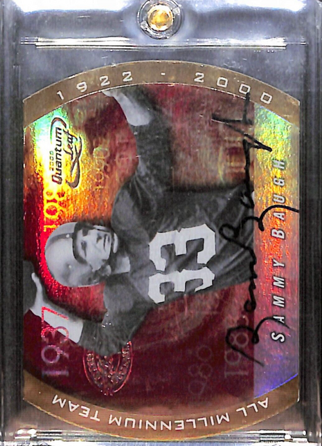 2000 Quantum Leaf Sammy Baugh All Millenium Team Auto /100 Redskins HOF