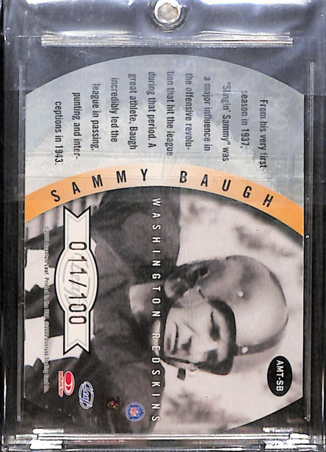 2000 Quantum Leaf Sammy Baugh All Millenium Team Auto /100 Redskins HOF