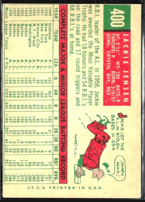 1959 Topps - #400 Jackie Jensen