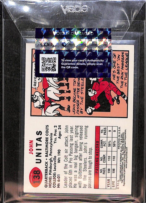 2001 Topps Archives Rookie Reprint Johnny Unitas Auto Colts HOF