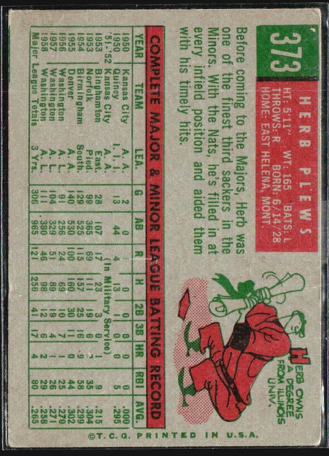 1959 Topps - #373 Herb Plews