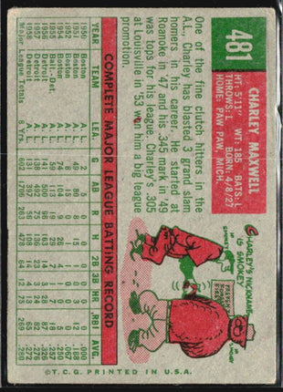 1959 Topps - #481 Charlie Maxwell
