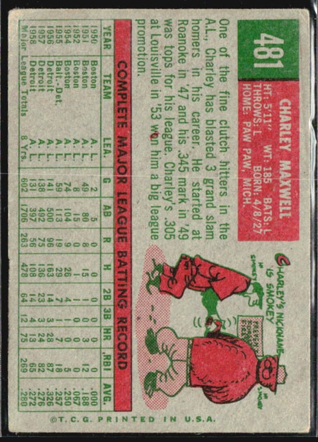 1959 Topps - #481 Charlie Maxwell