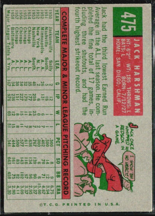 1959 Topps - #475 Jack Harshman