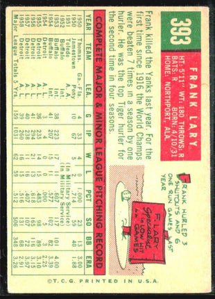 1959 Topps - #393 Frank Lary