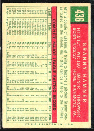 1959 Topps - #436 Granny Hamner