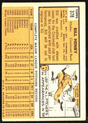 1963 Topps - #378 Bill Henry