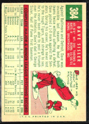 1959 Topps - #384 Dave Sisler