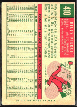 1959 Topps - #410 Billy Pierce