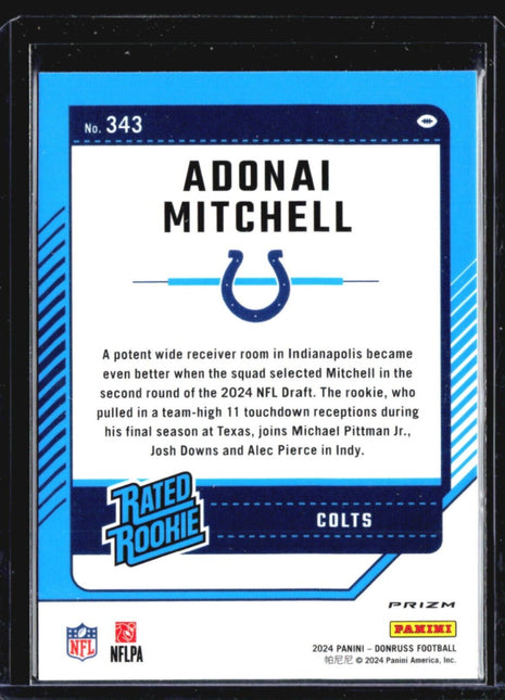2024 Donruss Optic Rated Rookie Adonai Mitchell Silver Holo #343