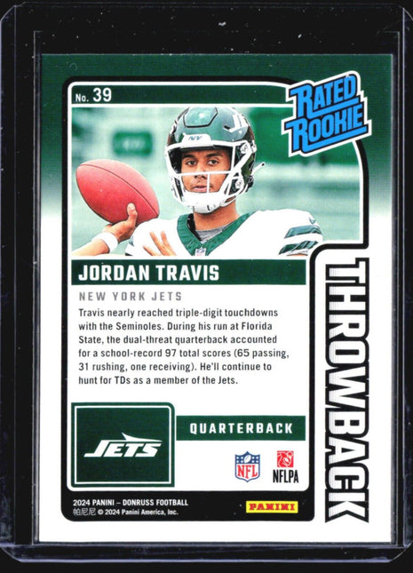 2024 Donruss Rated Rookie Throwback Jordan Travis #39