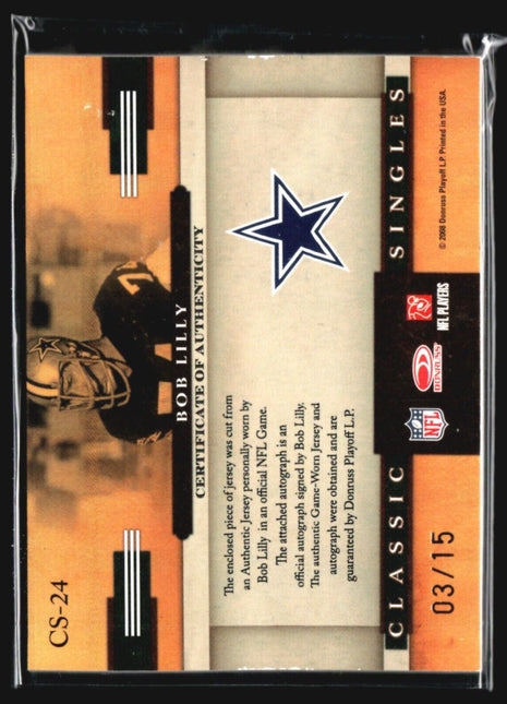 2008 Classics Bob Lilly Classic Signings Patch Auto /15