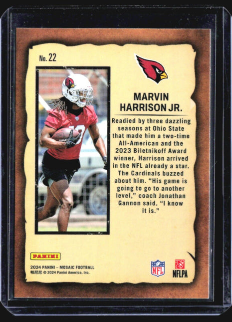 2024 Panini Mosaic Notoriety Marvin Harrison Rc #22
