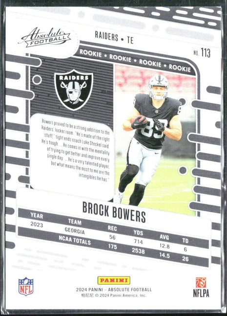 2024 Panini Absolute Brock Bowers Blue Rc #113