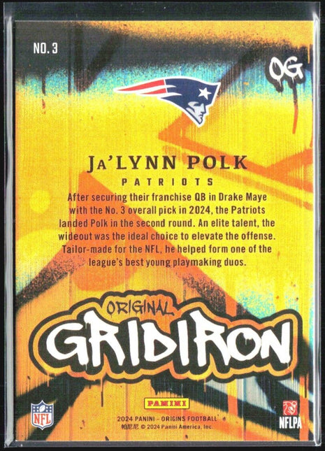 2024 Panini Origins - Rookies #3 Ja'Lynn Polk (RC) Original Gridiron