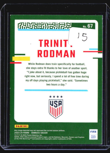 2023-24 Panini Donruss FIFA - Optic #67 Trinity Rodman Teal /199