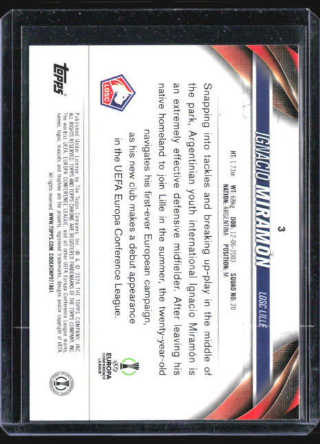 2023-24 Topps UEFA Club Competitions - #3 Ignacio Miramon (RC) Retiallian /99