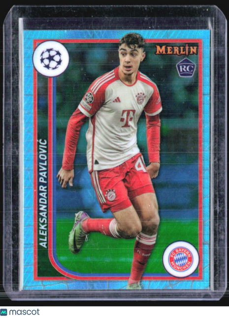 2023-24 Topps Merlin UEFA Club Competitions - #42 Aleksandar Pavlovic (RC) Aqua
