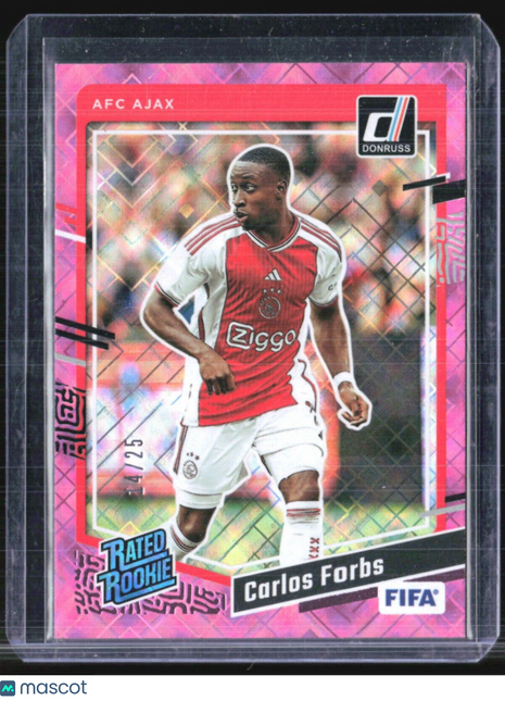 2023-24 Panini Donruss FIFA - Rated Rookie #179 Carlos Forbs (RC) Pink Laser /25