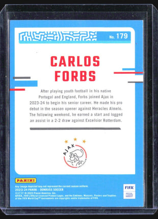 2023-24 Panini Donruss FIFA - Rated Rookie #179 Carlos Forbs (RC) Pink Laser /25