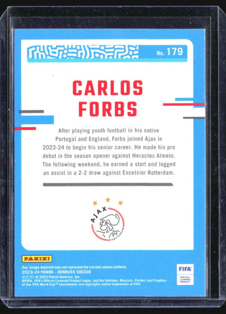 2023-24 Panini Donruss FIFA - Rated Rookie #179 Carlos Forbs (RC) Pink Laser /25