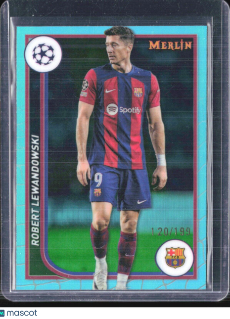 2023-24 Topps Merlin UEFA Club Competitions - #34 Robert Lewandowski Aqua /199